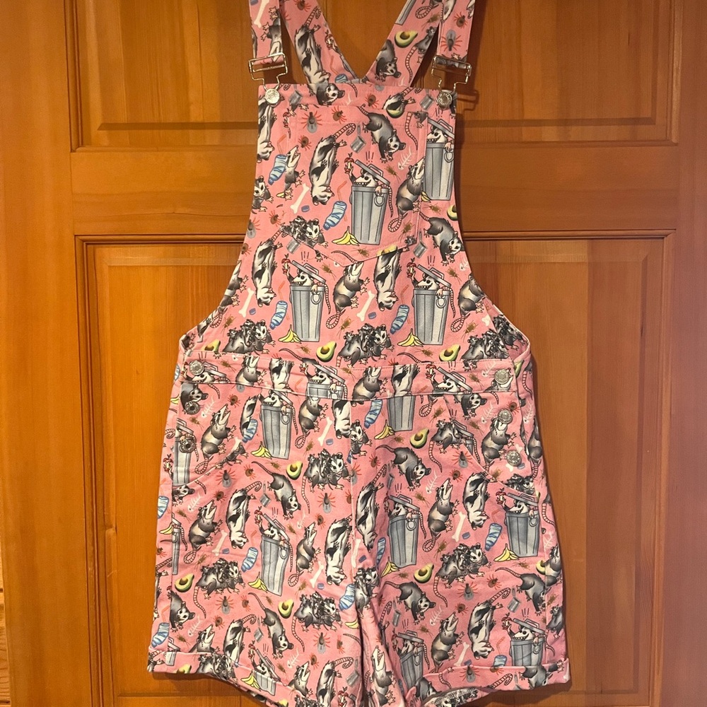 Crescent Creatures possum overall shorts